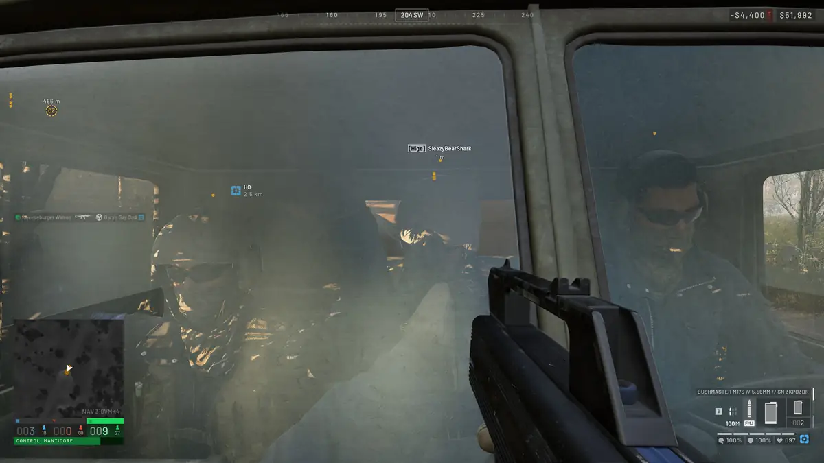 Full squad inside a truck